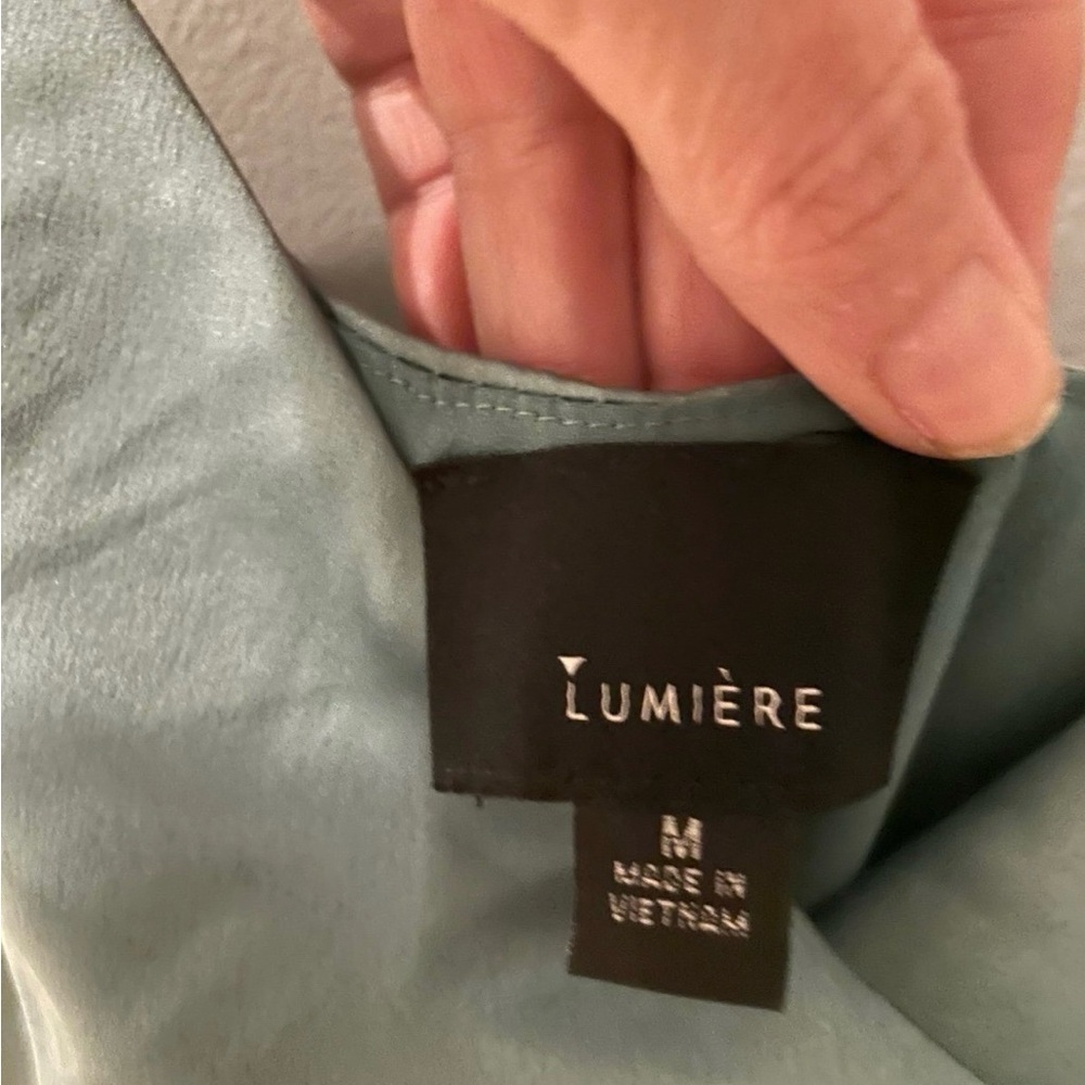 Women's Satin Pajama Dress - sage green lumiere size medium - Picture 3 of 3